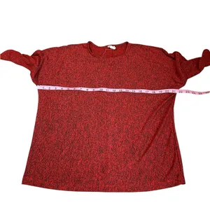 ANDREA JOVINE marbled red top with cropped sleeves thumbnail 3