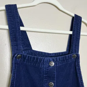 Women's Overall Dress Corduroy Ribbed Vtg 90s Grunge Navy Preppy M thumbnail 2