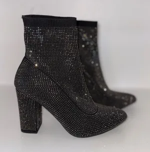 Sparkly Ankle Boots Black Size 6.5 thumbnail 1