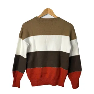Colorblock Striped Sweater Womens Small Multicolor Earth Tone Gold Trim‎ thumbnail 5