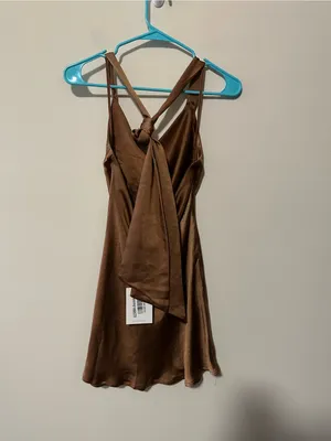 NWT HELLO MOLLY PROUD FRIEND DRESS CHOCOLATE brown halter size small thumbnail 8