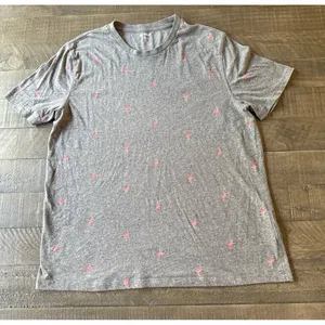Old Navy Women's Gray Pink Flamingo Soft Wash Short Sleeve Tee‎ Size Large thumbnail 1