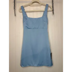 NWT Lulus Truly the Cutest Light Blue Satin Square Neck Mini Dress Party Size XS thumbnail 3