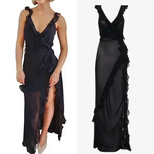 Rumored Just Like‎ Heaven Maxi Long Dress MEDIUM Black Coverup Sheer thumbnail 2