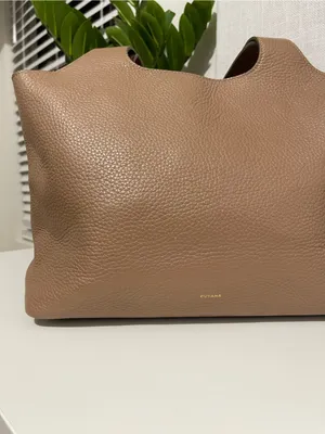 CUYANA 13” system tote bag purse Minimalist Taupe Leather cappuccino brown thumbnail 3