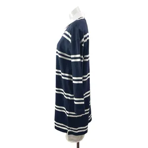 NEW Abercrombie & Fitch Blue Striped Collared Long Sleeve Polo Sweater Dress M thumbnail 2