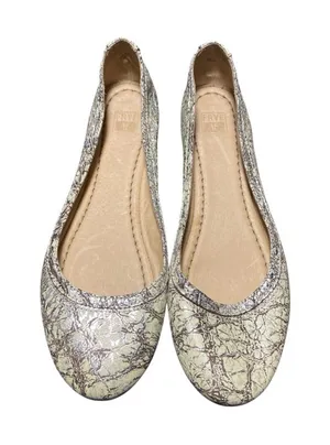 Frye Carson Metallic Cracked Ballet Leather Flats Size 8:5 thumbnail 1