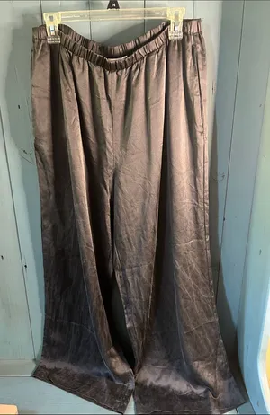 Banana Republic Wide-Leg Satin Women’s Pants in Charcoal Gray | Size XL thumbnail 1