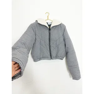 Princess Polly The Keir Puffer Jacket Black/White Size L/XL Plaid Gingham thumbnail 10