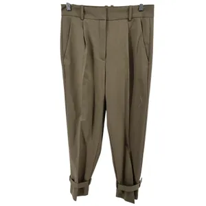 Aritzia Babaton Lalonde Trouser Pants Carrot Wool Pleated Strap Hem Taupe Tan 6 thumbnail 2