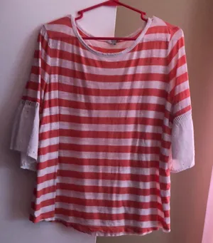 Crown and ivy xl orange and white 3/4 sleeve women’s top thumbnail 1