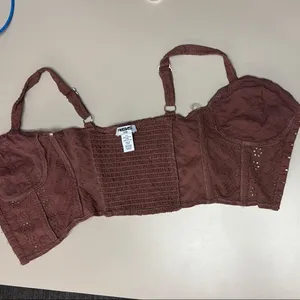 Brown RSQ Eyelet Lace Brown Women's Corset Crop Size Small thumbnail 7