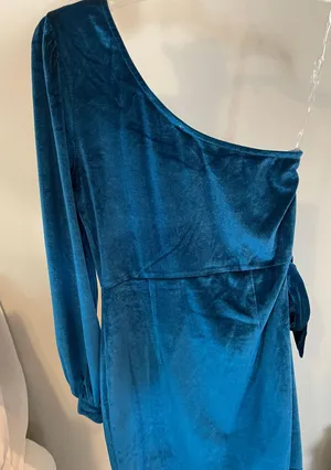 Teal One Shoulder Mini Dress thumbnail 3