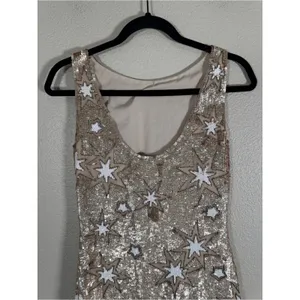 Anthropologie BHLDN Gold Sequin Star Mini Dress Womens 2 Formal Prom Verseau thumbnail 6