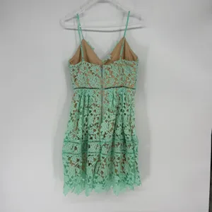 Mango‎ Lace Mini Dress Mint Green Spaghetti Strap Lined Size L thumbnail 3