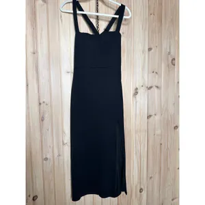 NWT Lulus Rumi Black Sleeveless Column Midi Dress Bodycon Criss Cross Party Sz M thumbnail 2