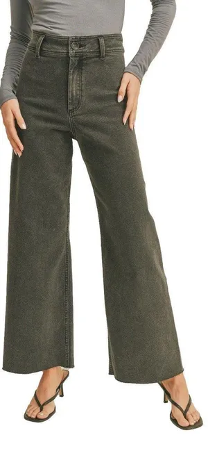 Miou Muse Charcoal High Rise Wide Leg Jeans Size Medium thumbnail 1