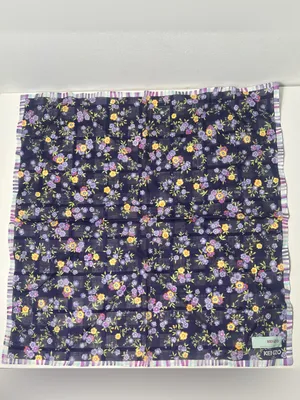Kenzo Purple Floral Striped Cotton Square Scarf Handkerchief Neckerchief Bandana thumbnail 2
