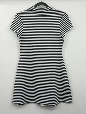 Free People Beach On‎ The Line Ponte Dress Small Gray White Stripe Mini thumbnail 3