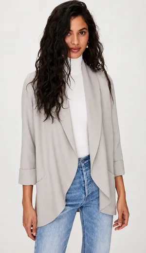 Wilfred Aritzia Chevalier Blazer Open Front Shawl Collar Taupe Size 2 thumbnail 1