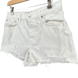 Free People We The Free Jean Shorts 31 Denim Button Fly Distress Cut Offs Beach‎ thumbnail 4