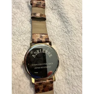 Adrienne Leopard‎ Print Quartz Watch With Rhinestone Bezel & Leather Band thumbnail 3