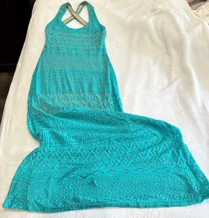 Bebe Turquoise Backless Lace Dress thumbnail 2