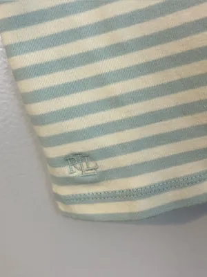 Ralph Lauren Black Label Striped Stretch Cotton Crewneck Tee Blue/Ivory Medium thumbnail 8