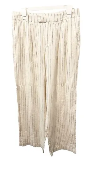 A New Day‎ Cream Linen Pinstripe Wide Leg Pants thumbnail 1
