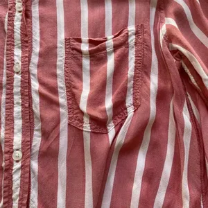 American Eagle Pink & White Striped Tie Front Button Down | Oversized Fit | L thumbnail 5