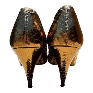 Frederico Leone Gold Megan 100% Snakeskin Metallic Vintage Rare Size 8 Patchwork thumbnail 3