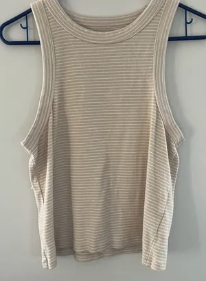 Old Navy Beige Striped tank top thumbnail 1