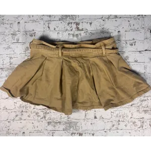 American Eagle Tan Pleated Skirt Sz 0 Cotton Lyocell Blend‎ Back Zip thumbnail 3