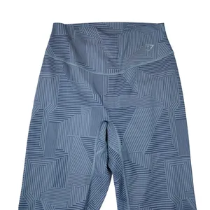 Gymshark Womens Large Blue Grey Geometric Maze Print High Waisted Leggings‎ Gym thumbnail 2