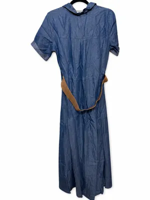 chambray boutique maxi-length dress with a braided belt by Mine size sm/med NWT thumbnail 3