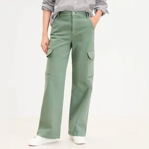 Ann Taylor LOFT High Rise Wide Leg Utility Jeans Army Green Mountain Rosemary thumbnail 5