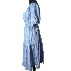 HYFVE Smocked Dress Puff Sleeve Tiered‎ Blue Size S Cottagecore Coastal Cowgirl thumbnail 8