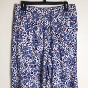 Loft Fluid Wide Leg Crop Pants in Medallion Linen Blend‎ ladies size medium thumbnail 11