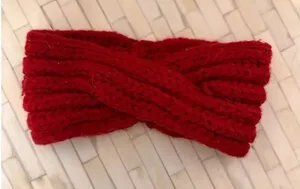 Red Knit Headband Ear Warmer Winter Twist Knot Headband Cozy Stretch Hair Access thumbnail 1