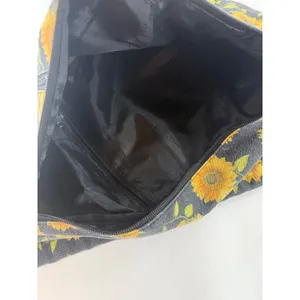 Sunflower Canvas Sling Backpack Black Yellow Floral Crossbody Shoulder Bag thumbnail 6