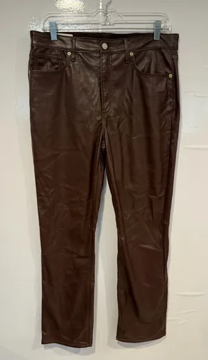 Gap Brown Faux‎ Leather Straight Leg Pants thumbnail 1