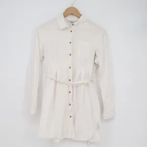 Seraphine White Cotton Maternity Shirt Dress Tie Waist Long Sleeve US 2 UK 6 thumbnail 2