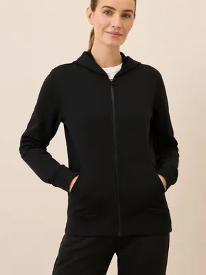 Pact Organic Brushed Fleece Zip Hoodie Women’s Large Black 100% Cotton thumbnail 1