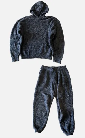 Skims women’s Fleece Hoodie and Jogger Set Sherpa winter preppy cozy Black XL thumbnail 1