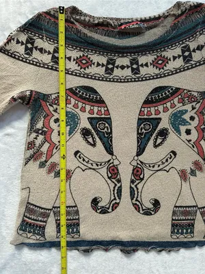 Gaze Boho Elephant Knit Long Sleeve Top Size Medium Southwestern Festival thumbnail 4