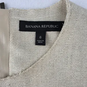 Banana Republic Beige Cotton Linen Peplum Sleeveless Dress Pockets Size 6 thumbnail 6