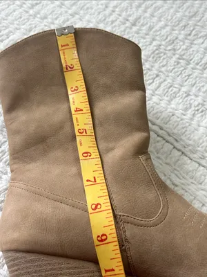 Fringe Western Boots in Tan with Stacked Heel thumbnail 10
