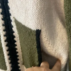 Zara Pink and Olive Knit Sweater size XL length 26” bust 48” zipper front thumbnail 6
