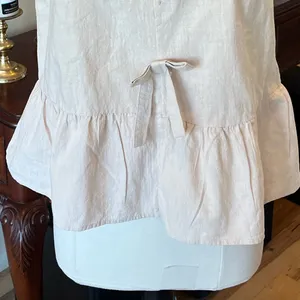 Bow Front Light Khaki Ruffle Hem Cotton Top New thumbnail 4