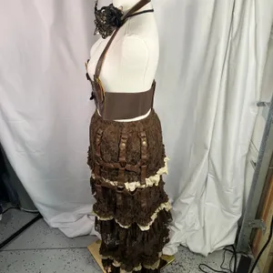 Spirit Halloween Steampunk Costume Skirt Vest Mask Adult M/L Brown‎ Gothic Gears thumbnail 6